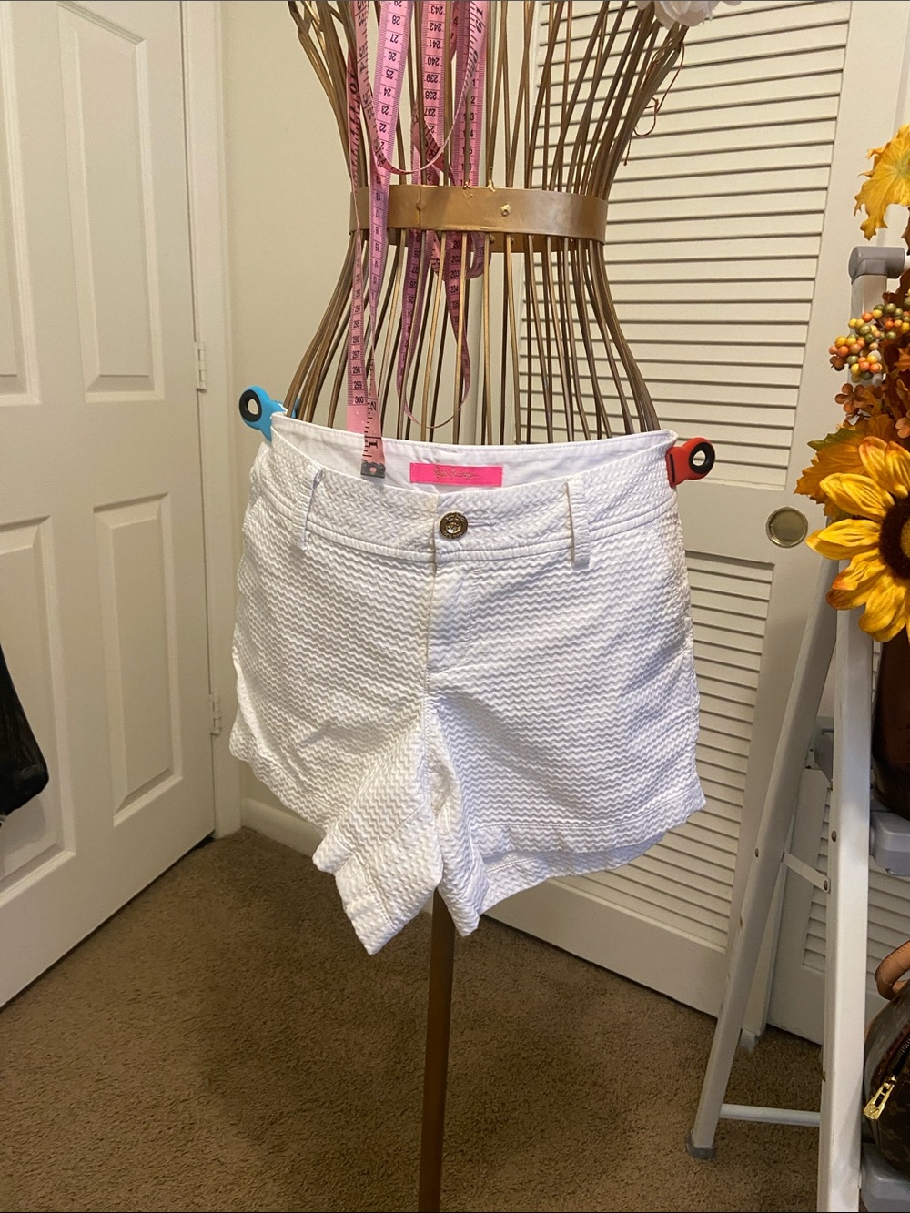 Lilly Pulitzer White Textured High-Waist Shorts